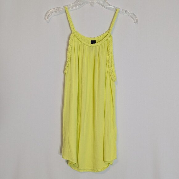 GAP Limon Yellow Braided Halter, Chiffon Tank Top; Size S - Picture 1 of 5